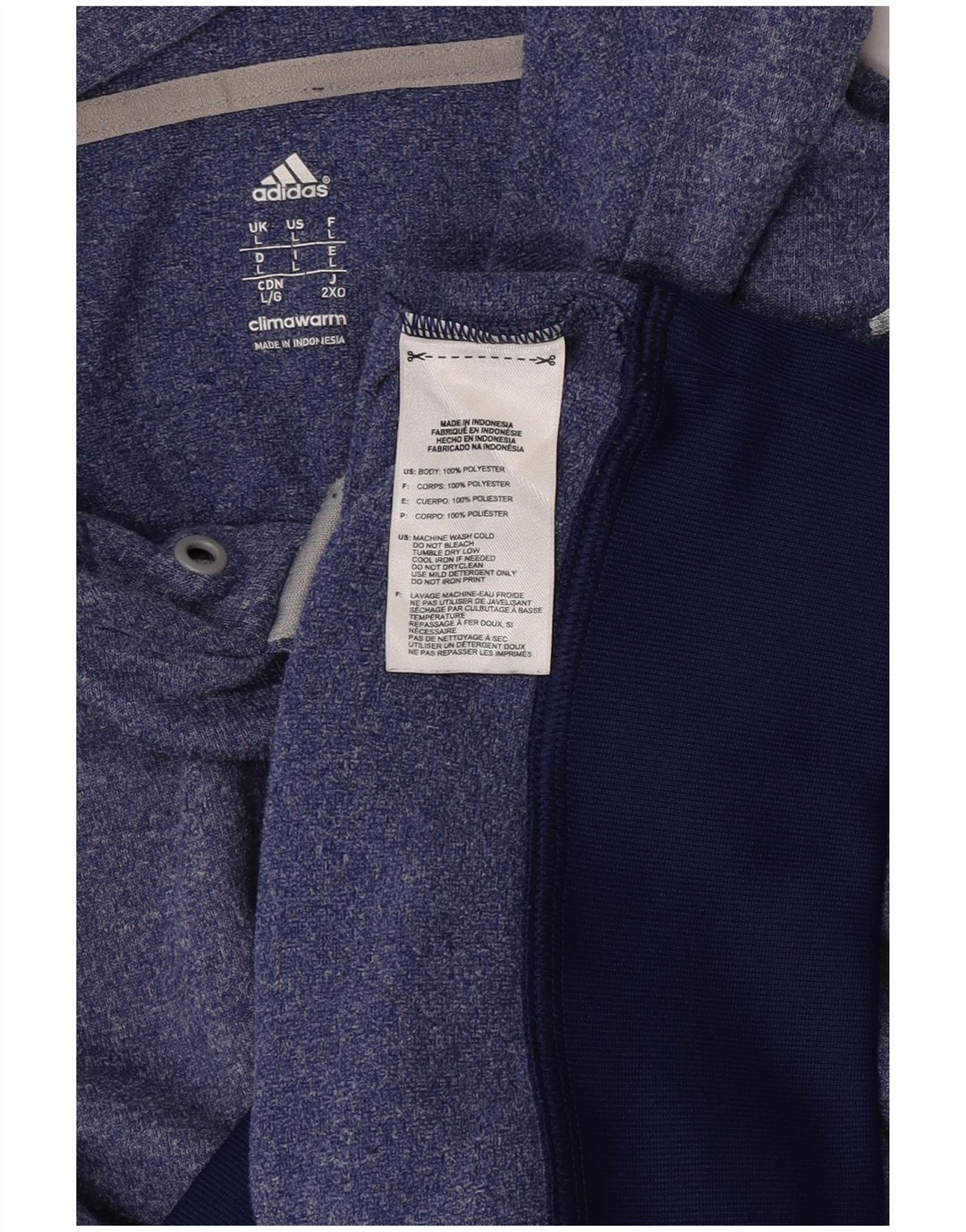 Adidas Męski sweter z kapturem Climawarm, duży, niebieski, nakrapiany poliester