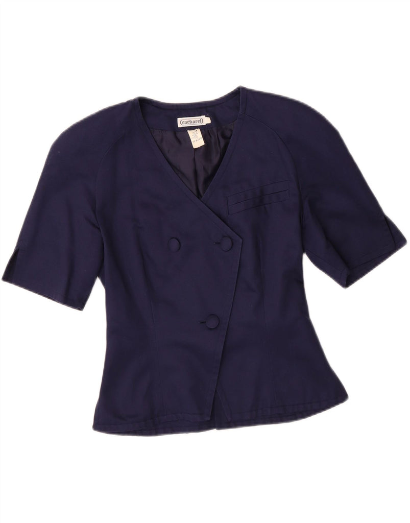 CACHAREL Womens Crop Short Sleeve Blazer Jacket EU 38 Medium Navy Blue Vintage Cacharel and Second-Hand Cacharel from Messina Hembry 