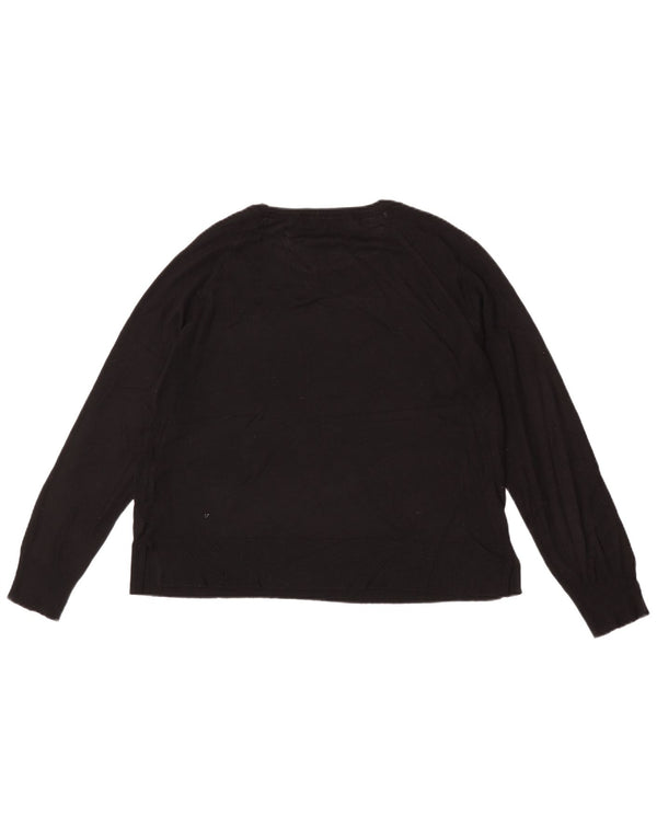 Damski sweter Zara z dekoltem w łódkę UK 16, duża czarna wiskoza