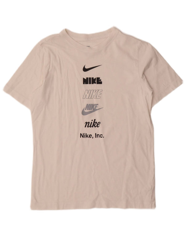Chłopięcy T-shirt z grafiką NIKE, 13-14 lat, XL, biała, bawełniana