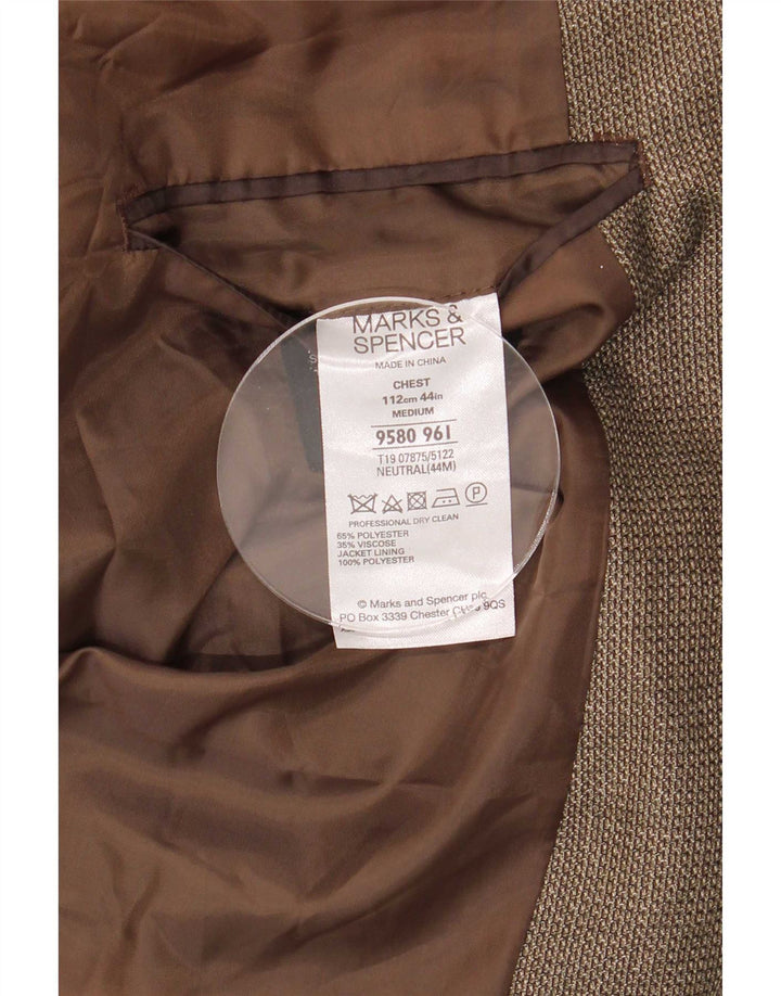 Marks & Spencer Męska marynarka zapinana na 2 guziki, UK 44 XL, brązowy poliester