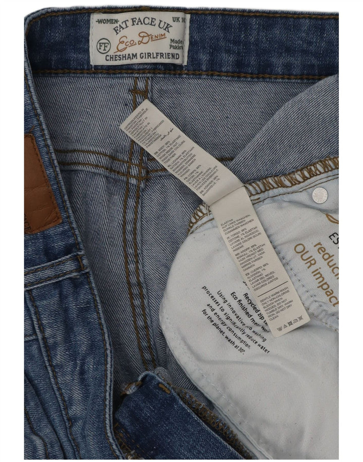Damskie jeansy proste FAT FACE Chesham Girlfriend UK 16 duże W36 L28 niebieskie