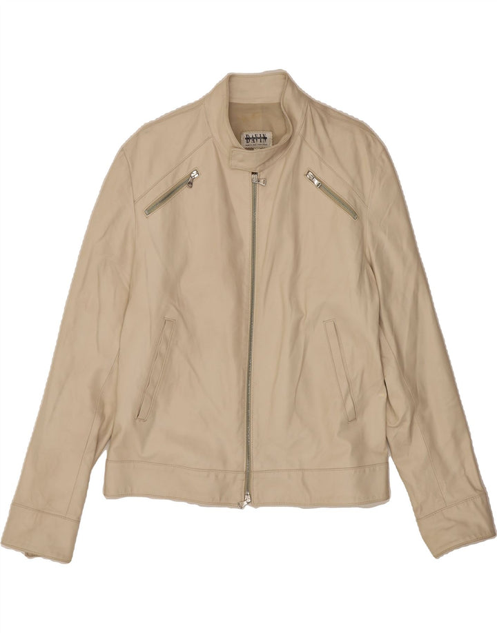 DAVIN Womens Leather Jacket UK 16 Large Beige Leather Vintage Davin and Second-Hand Davin from Messina Hembry 