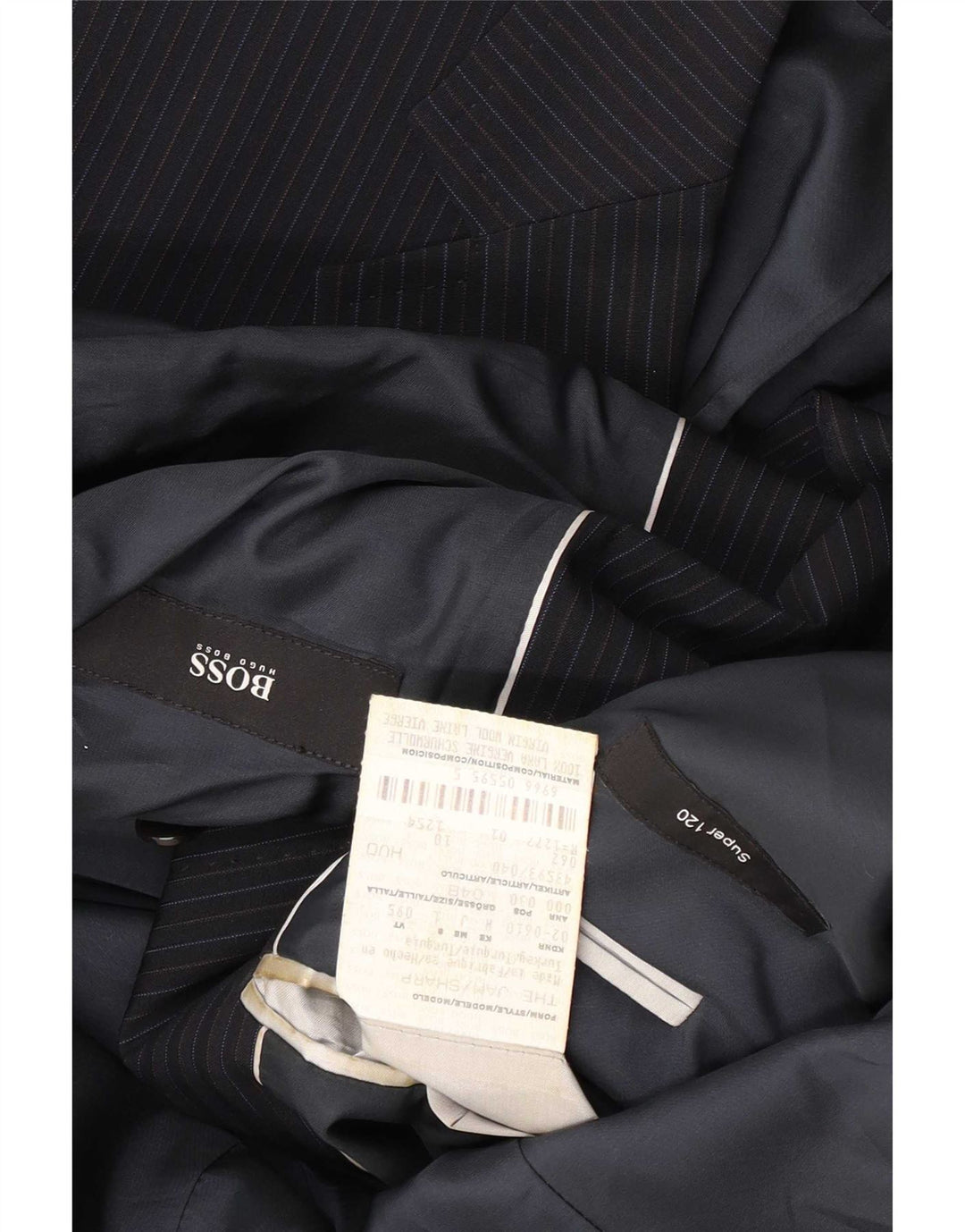 Męska marynarka zapinana na 2 guziki Hugo Boss EU 48 Średni granatowy prążki