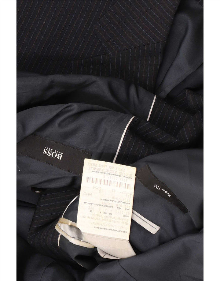 Męska marynarka zapinana na 2 guziki Hugo Boss EU 48 Średni granatowy prążki