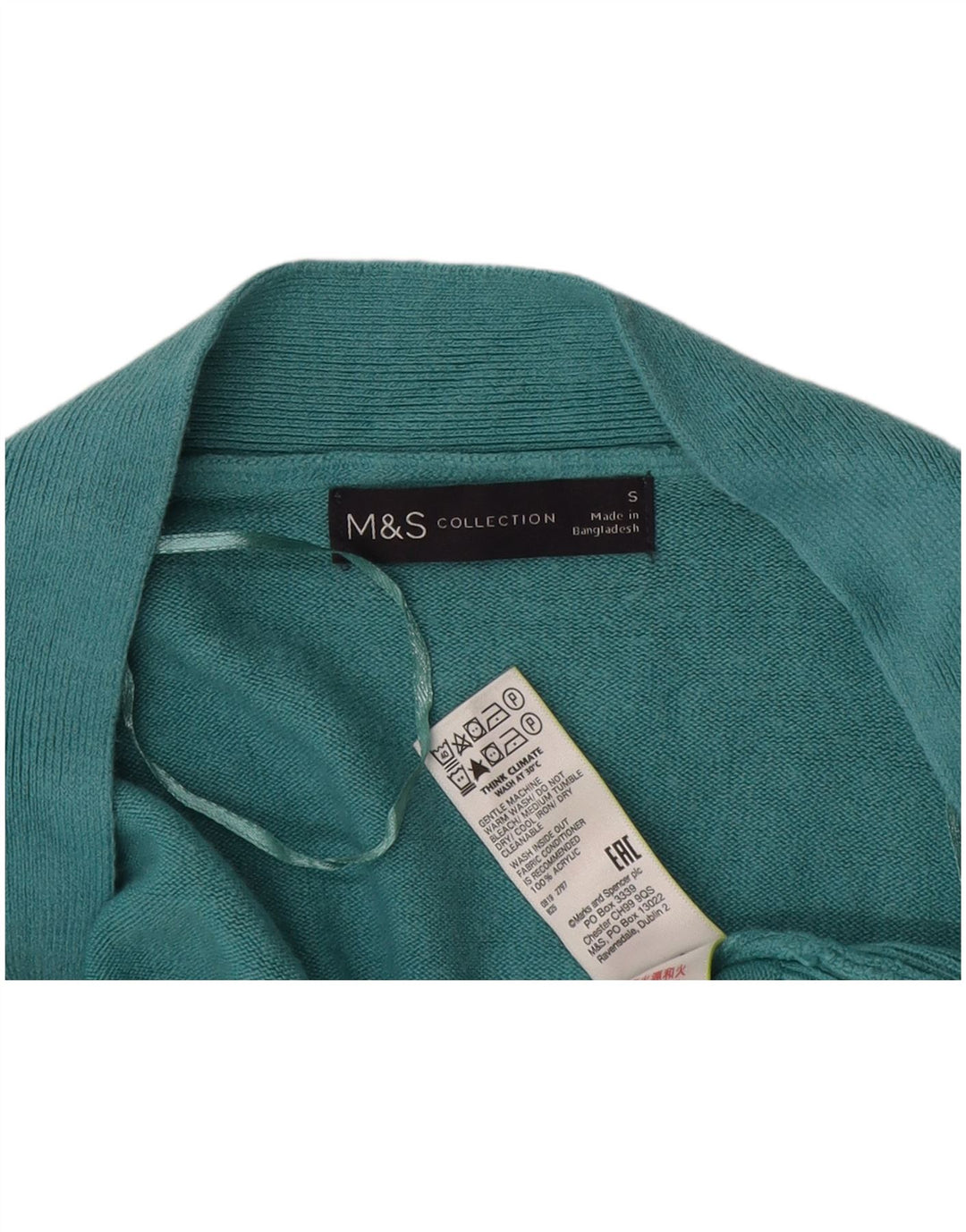 Marks & Spencer Damski sweter rozpinany UK 10 Mały turkusowy akryl