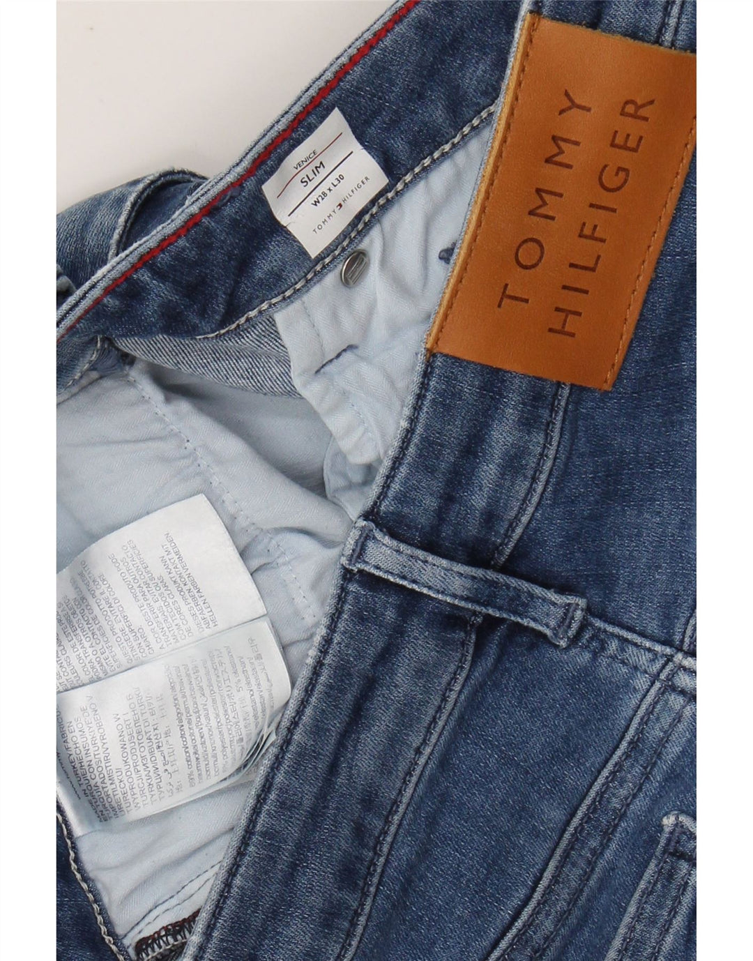 TOMMY HILFIGER Damskie jeansy wąskie Venice W28 L30 Niebieskie bawełniane