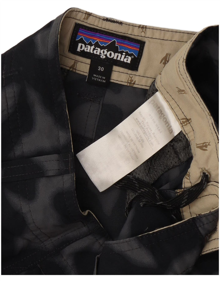 Męskie spodenki bojówki Patagonia W30, średni czarny nylon w kamuflażu