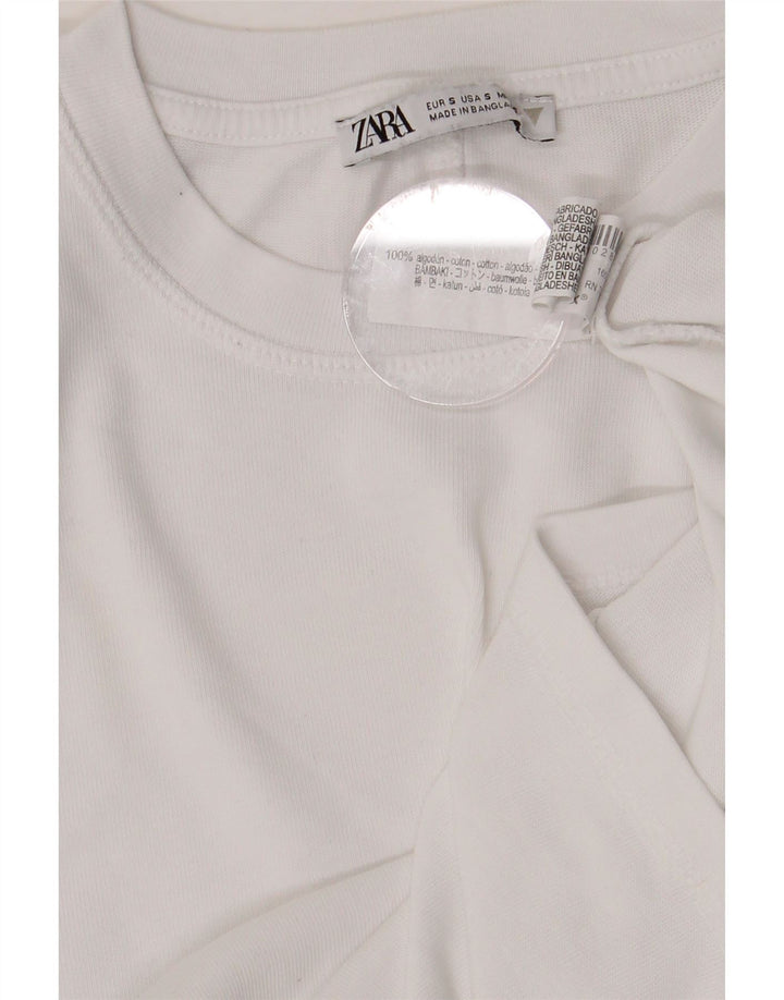 Damska koszulka oversize ZARA Top UK 10, mała, biała, bawełniana