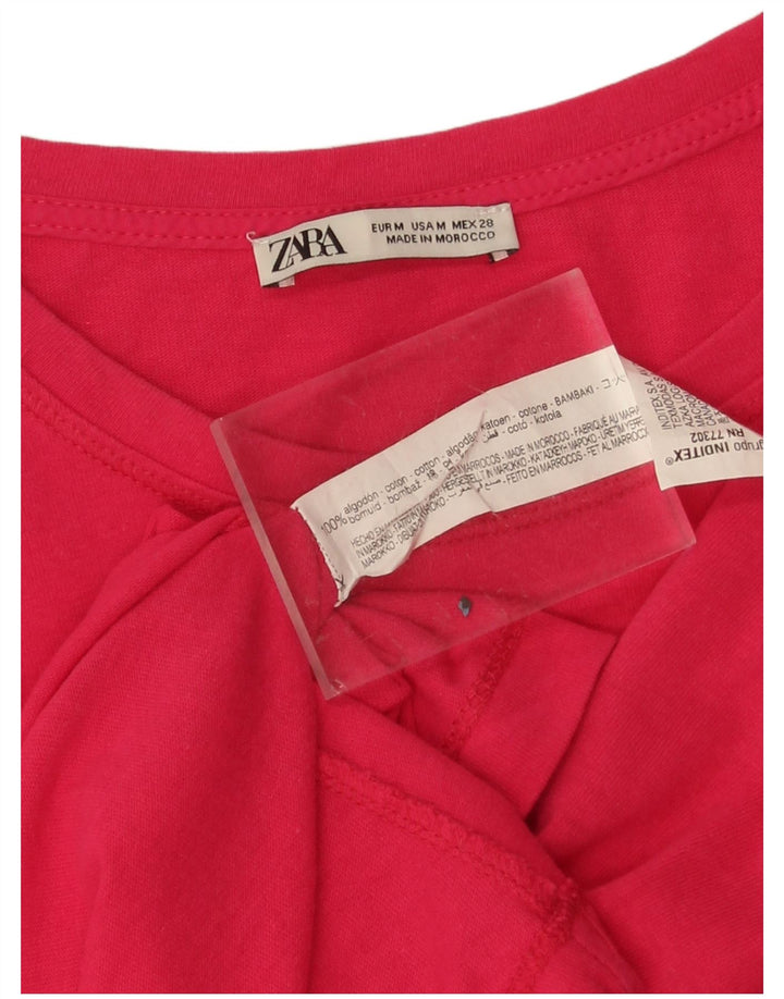 Damska koszulka oversize Zara UK 14, średnia różowa bawełna