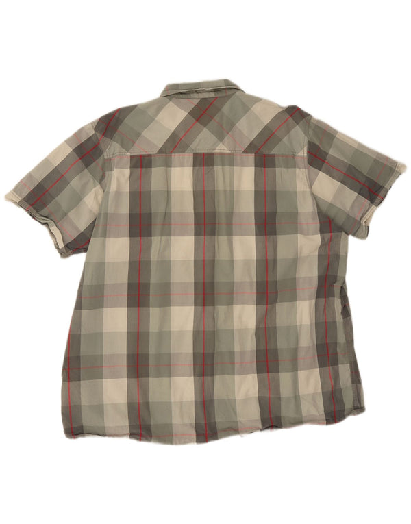Męska koszula z krótkim rękawem Weird Fish, 3XL, khaki, bawełniana krata