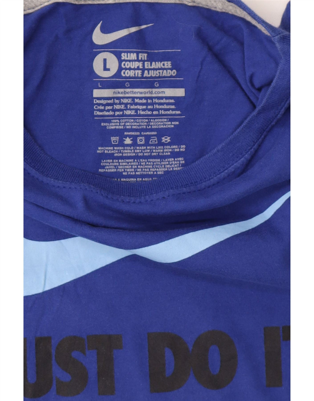 Damski T-shirt NIKE Slim Fit z grafiką Top UK 14, duży, niebieski, bawełniany