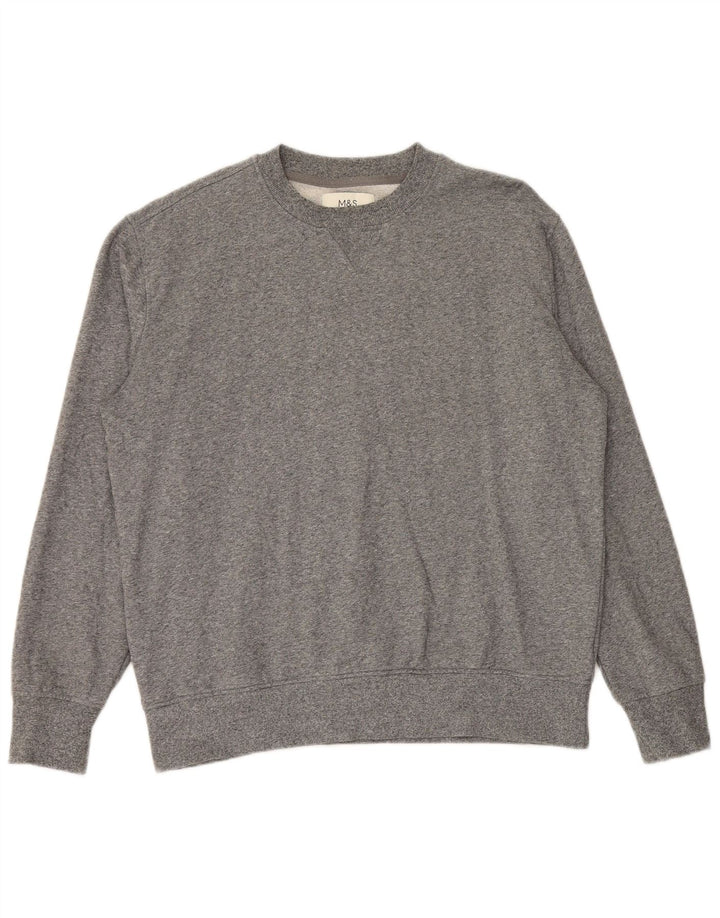 Marks & Spencer Męska bluza dresowa, duża, szara, nakrapiana bawełna