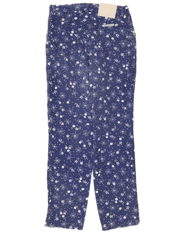 Vintage damskie jeansy slim W28 L28 niebieskie kwiatowe