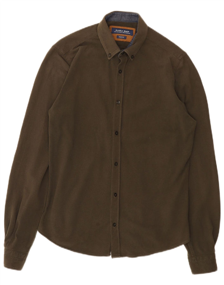 Koszula męska Zara Slim Fit, mała, khaki