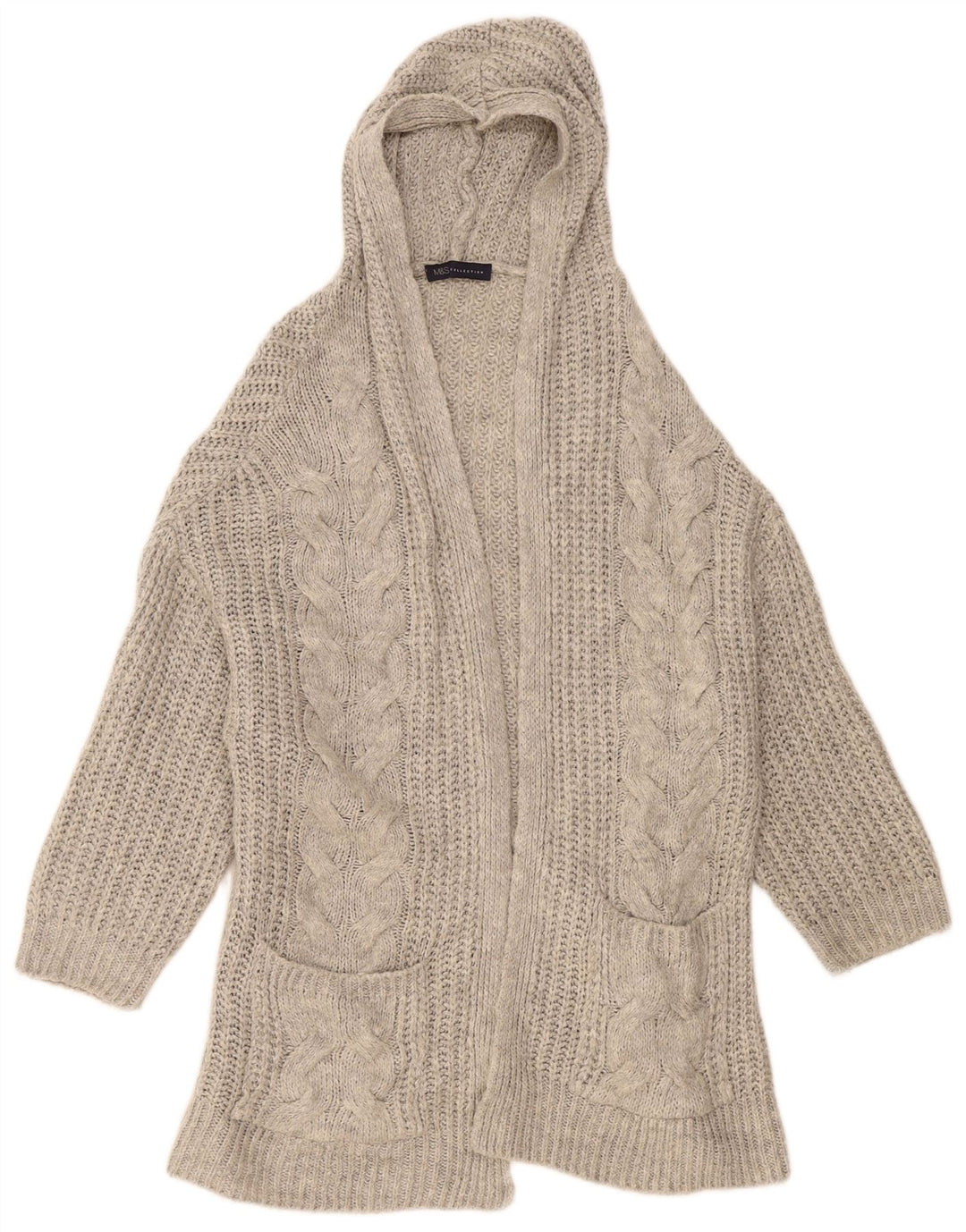 Marks & Spencer Damski sweter rozpinany z kapturem, UK 14, średni szary