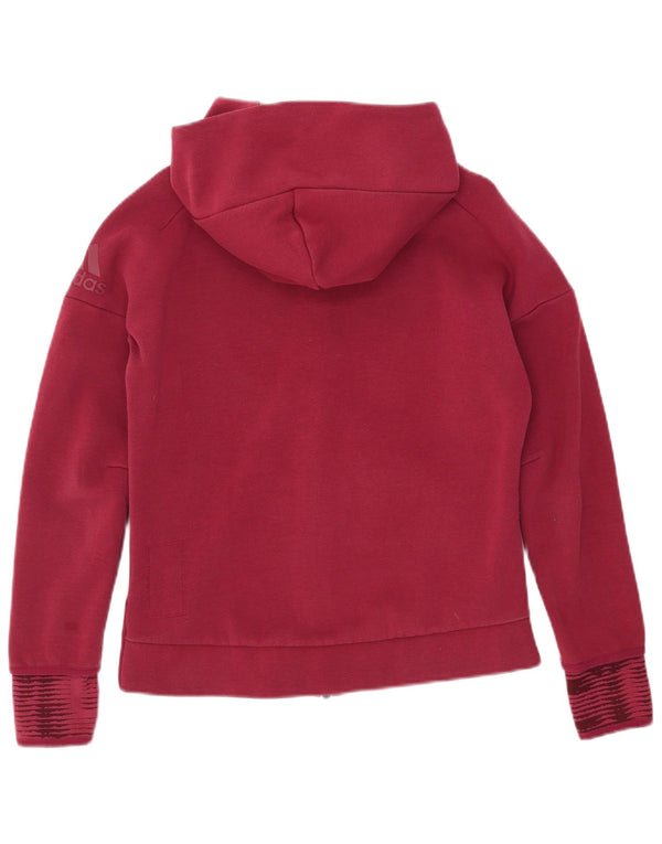 Damski sweter z kapturem i zamkiem błyskawicznym Adidas UK 14 Medium Burgundy Pinstripe