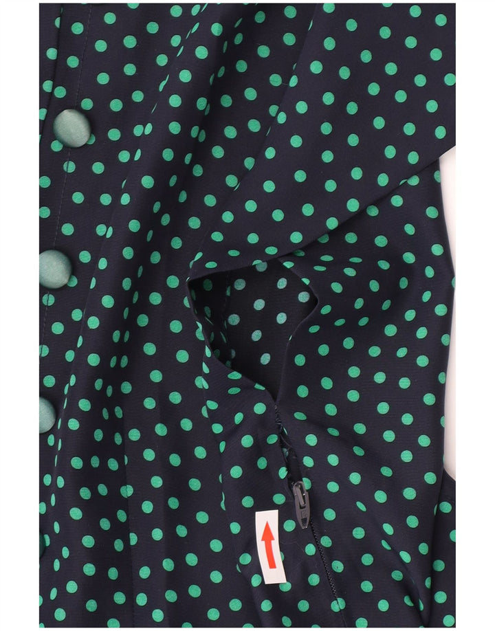 Damska sukienka w kształcie litery A w stylu vintage UK 10, mała granatowa w kropki