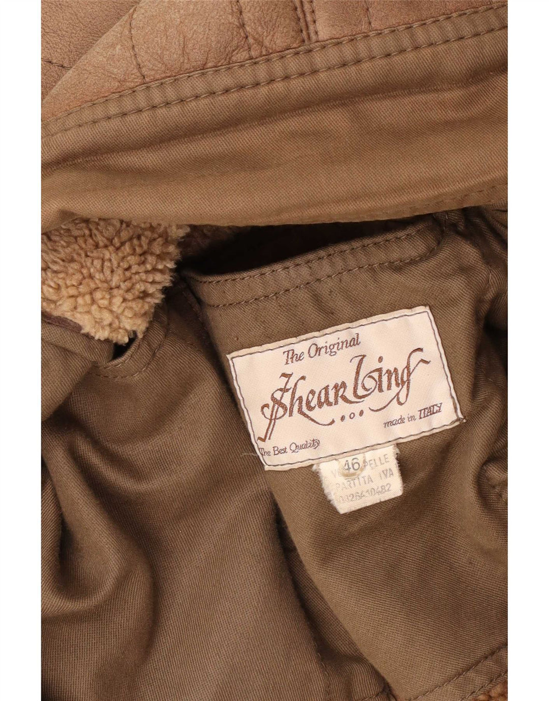 Vintage damska kurtka skórzana Sherpa Oversize IT 46, duża brązowa