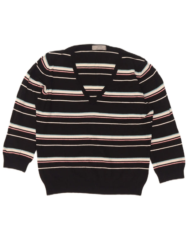 Marks & Spencer Damski sweter z dekoltem w kształcie litery V, UK 16, duże czarne paski