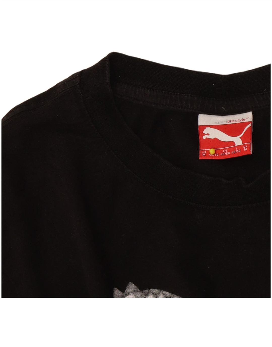 Męska koszulka z grafiką Puma Top, średnia czarna, z blokami kolorów