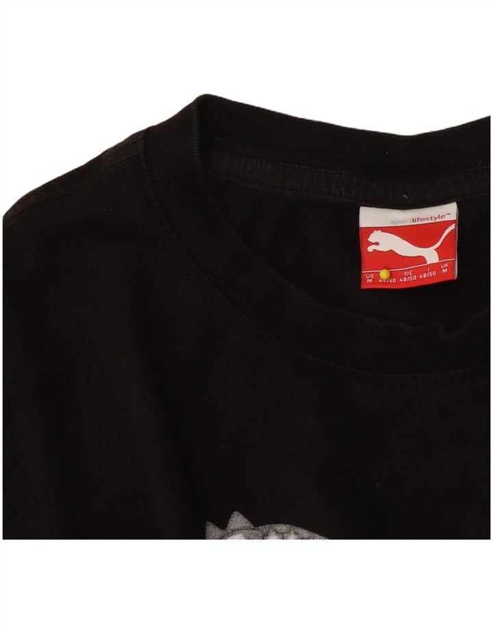 Męska koszulka z grafiką Puma Top, średnia czarna, z blokami kolorów
