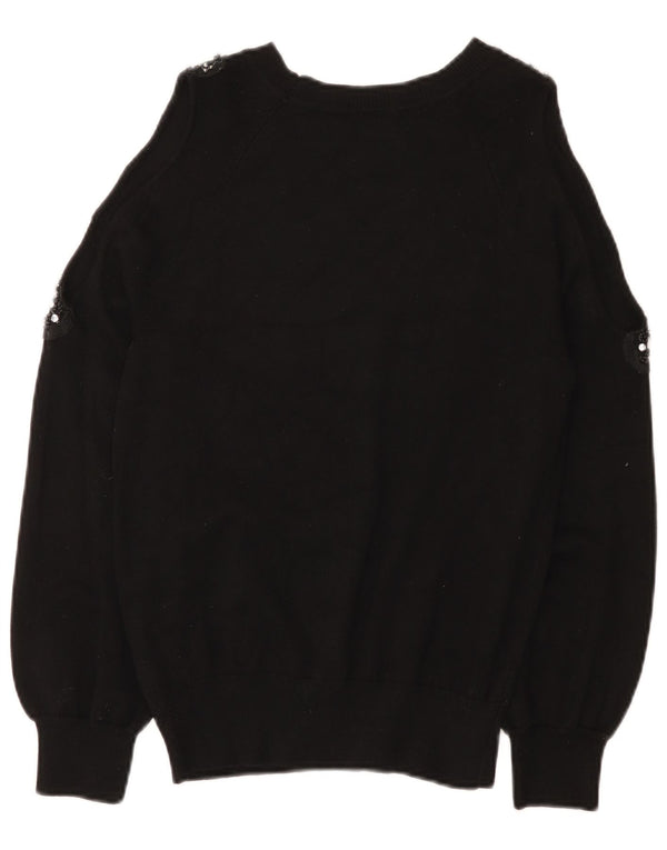 Damski sweter z dekoltem w łódkę Topshop UK 8 Small, czarna wiskoza