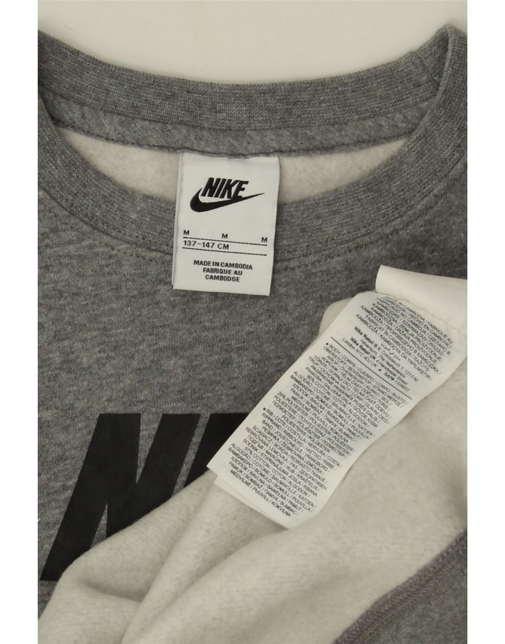 Chłopięca bluza z grafiką Nike, 10-11 lat, średnia, szara, nakrapiana bawełna