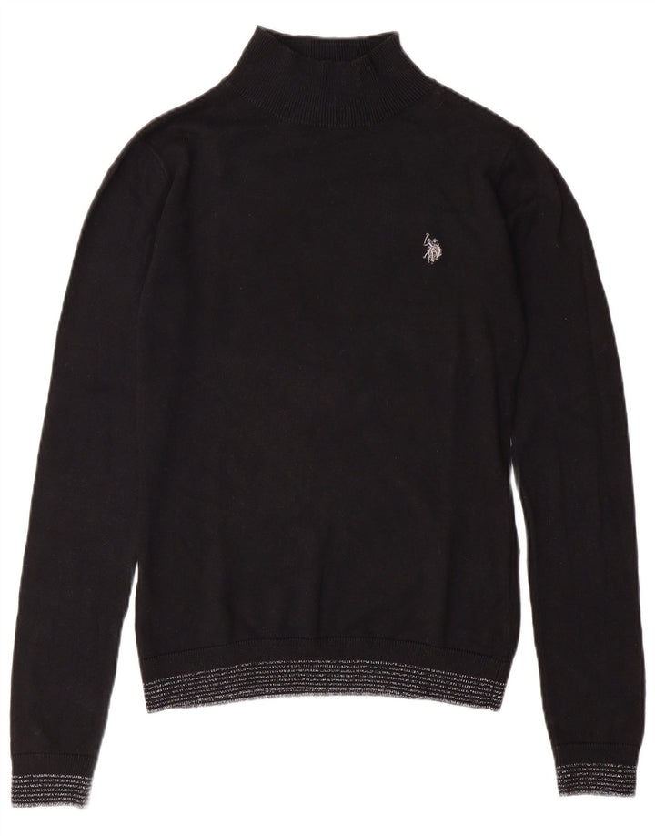 US POLO ASSN. Damski sweter z golfem UK 6 XS, czarna bawełna
