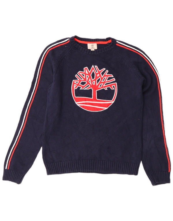 Timberland Boys Crew Neck Jumper Sweater 13-14 Years Small Navy Blue