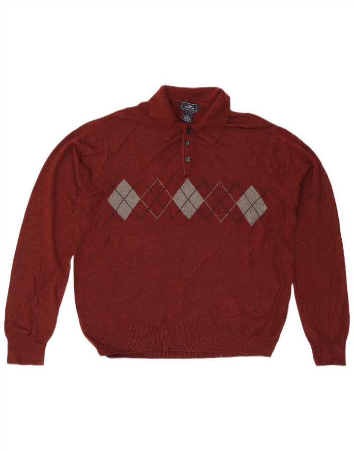 Męski sweter polo Dockers Średni burgund Argyle/Diament