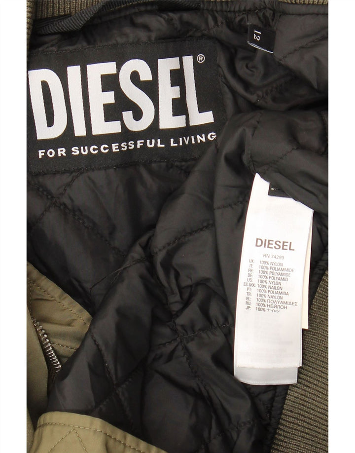 Diesel Womens Bomber Jacket UK 12 Medium Khaki Nylon