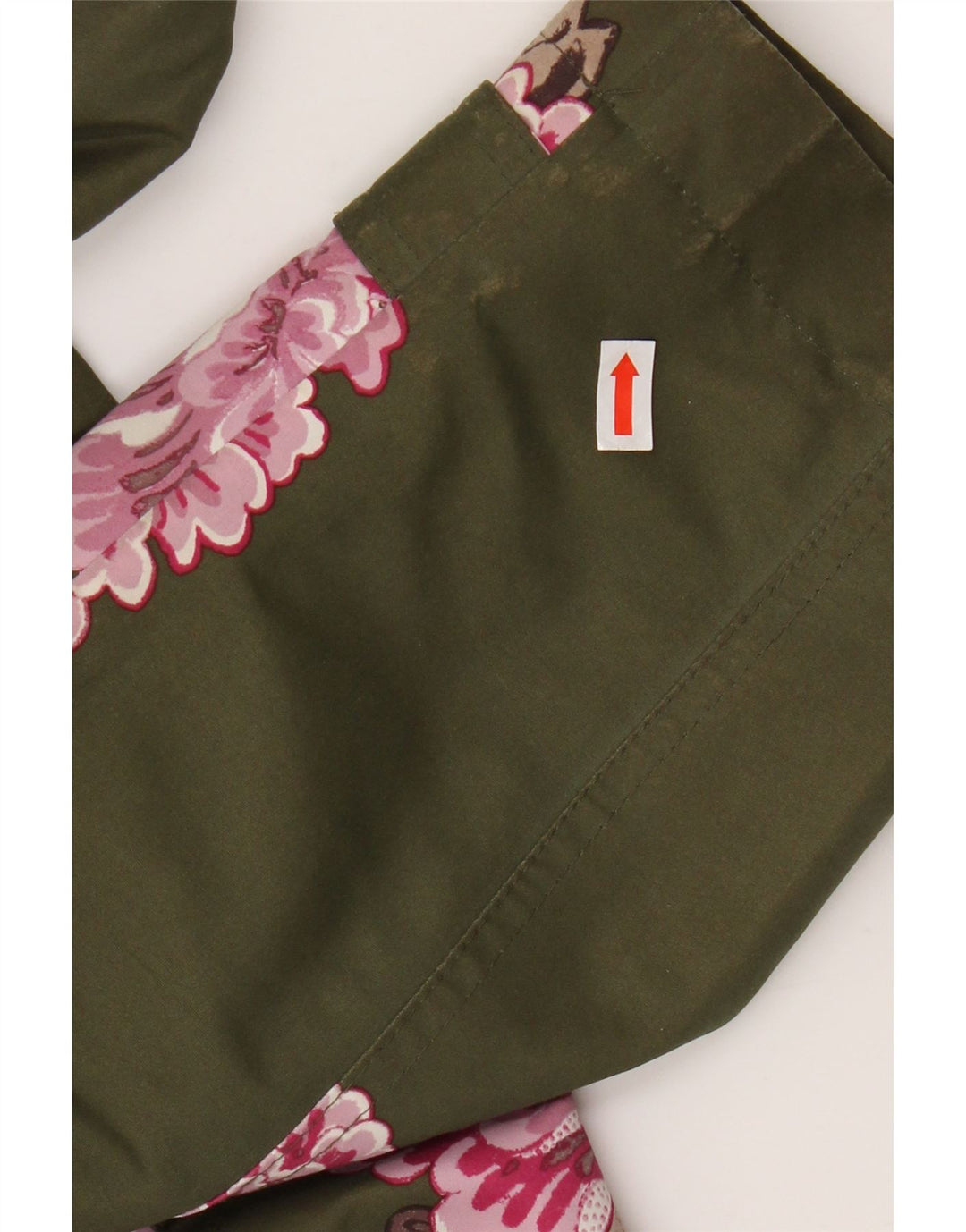 Damski płaszcz przeciwdeszczowy z kapturem JOULES UK 12, średni khaki, poliester w kwiaty