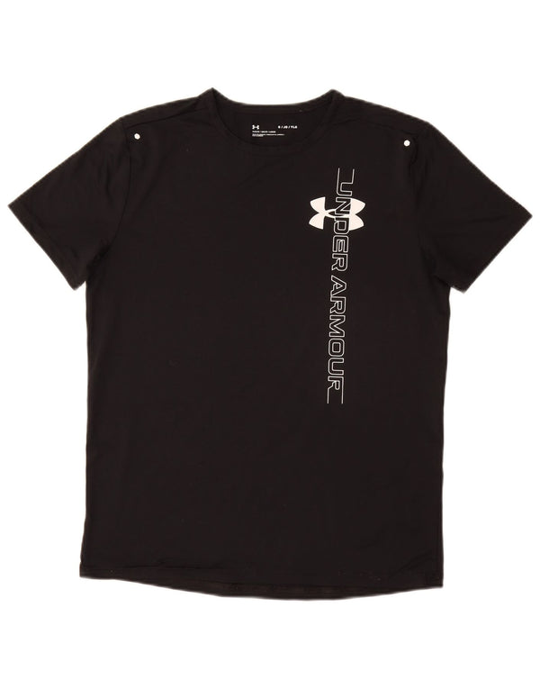 UNDER ARMOUR Chłopięcy luźny T-shirt z grafiką na 11-12 lat, duży, czarny