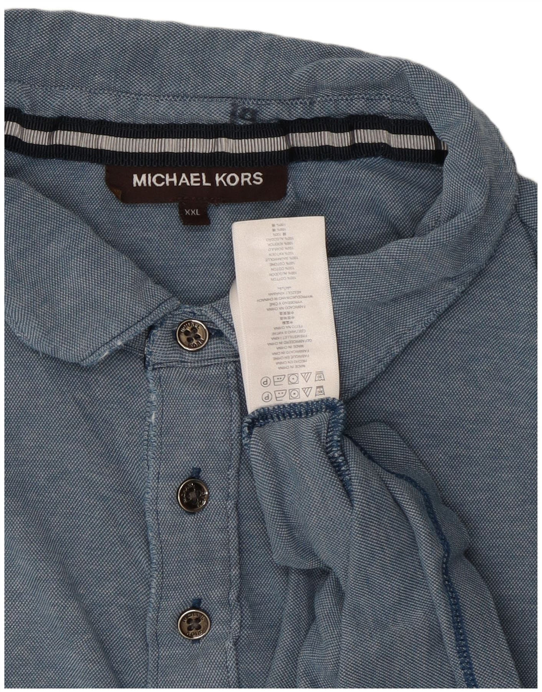 Męska koszulka polo Michael Kors 2XL niebieska bawełna