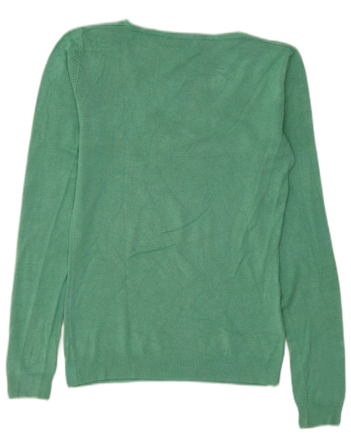 Damski sweter Guess z graficznym dekoltem w kształcie litery V, UK 12, średni zielony