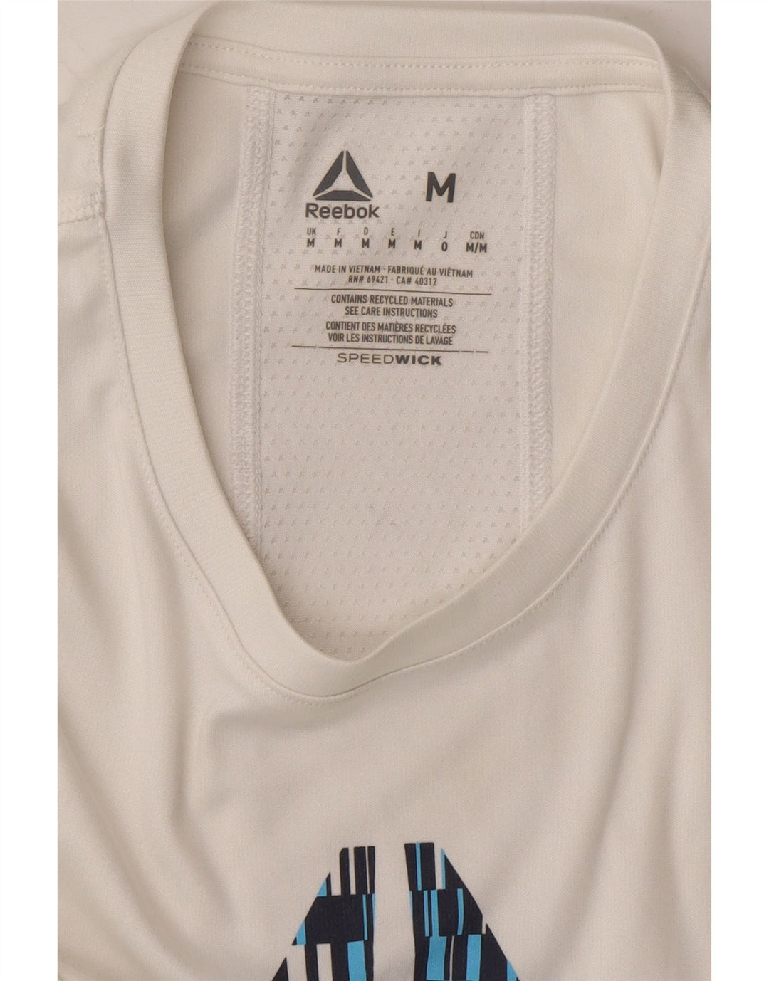 REEBOK Mens Graphic T-Shirt Top Medium White Polyester Vintage Reebok and Second-Hand Reebok from Messina Hembry 