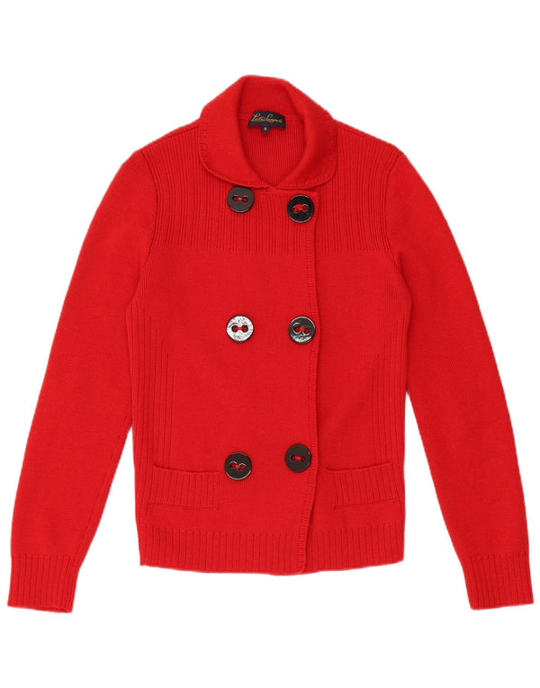 LUISA SPAGNOLI Damski sweter kardigan UK 10 Small Red Wełna