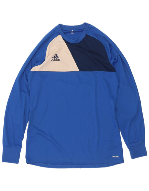 Adidas Męskie Climalite Top z długim rękawem, średni niebieski, poliester z blokami kolorów