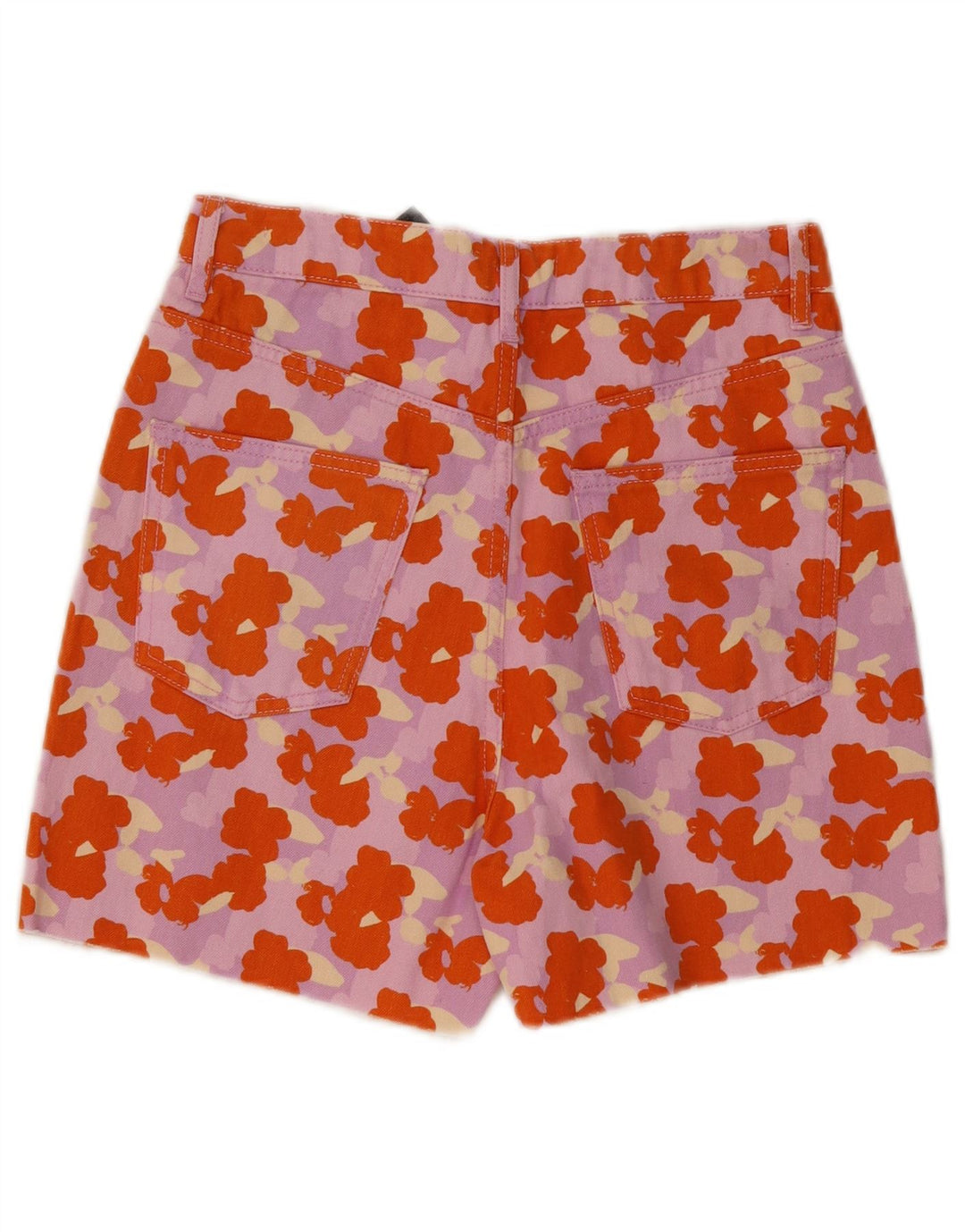 Damskie spodenki jeansowe ZARA z wysokim stanem EU 36 Small W26 wielokolorowe kwiaty