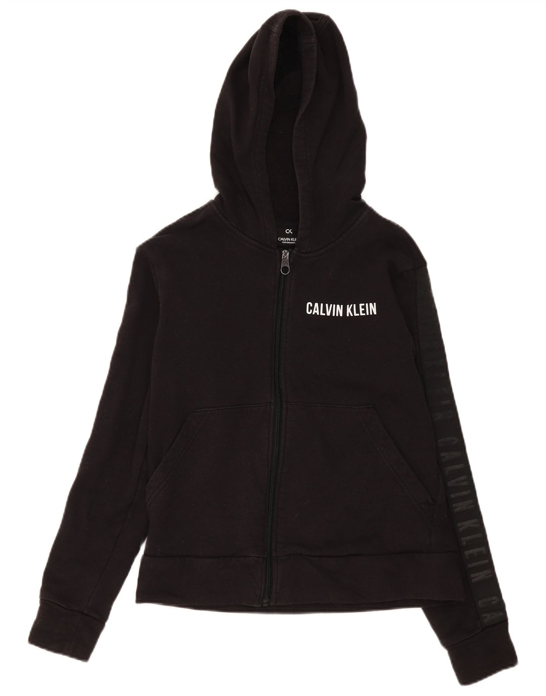 Damski sweter z kapturem i zamkiem Calvin Klein UK 14, średni czarny