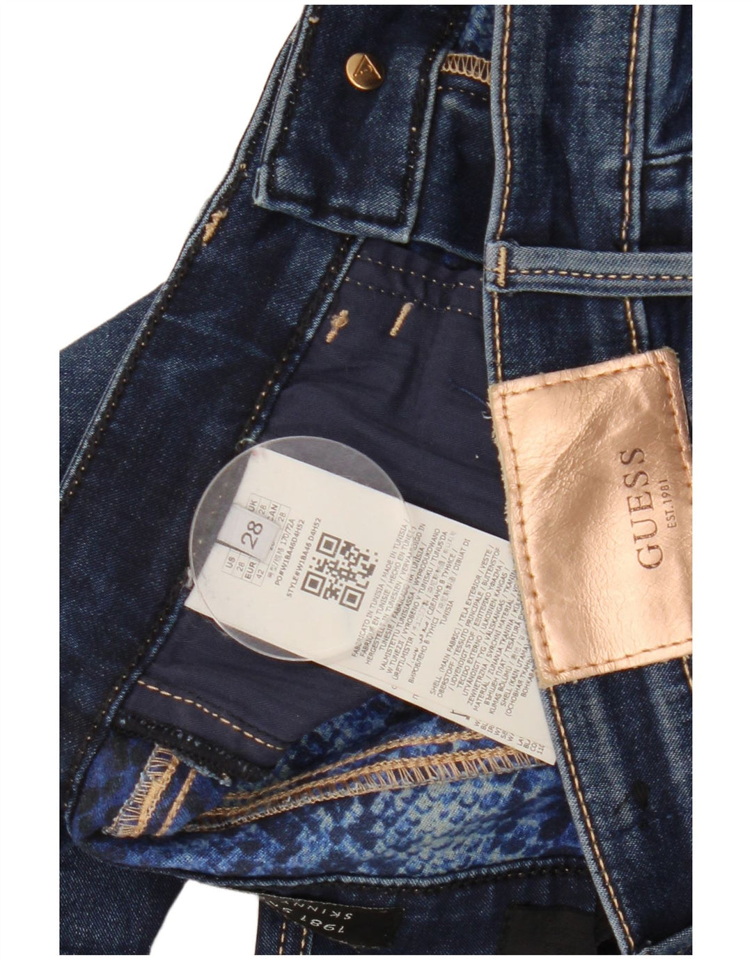 Damskie jeansy skinny GUESS W28 L29 Granatowe, bawełniane