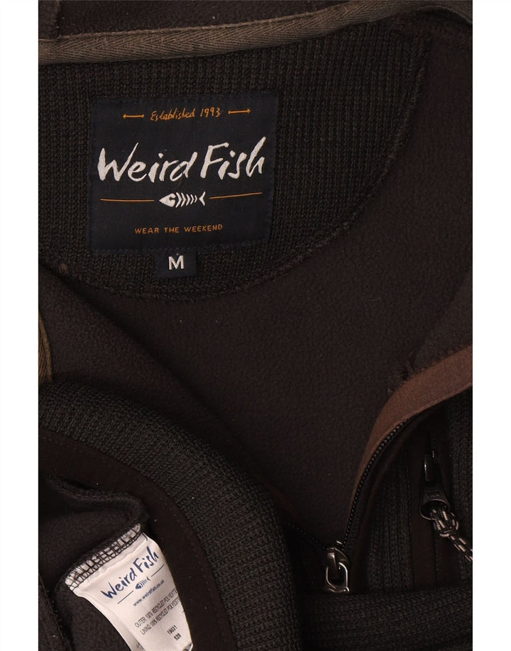 Męski sweter z kapturem i zamkiem Weird Fish, średni czarny poliester