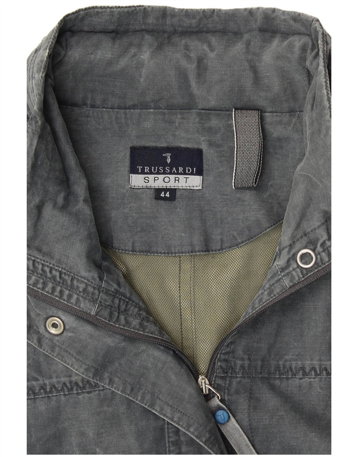 Damska kurtka użytkowa z kapturem TRUSSARDI IT 44, średnioszara, bawełniana