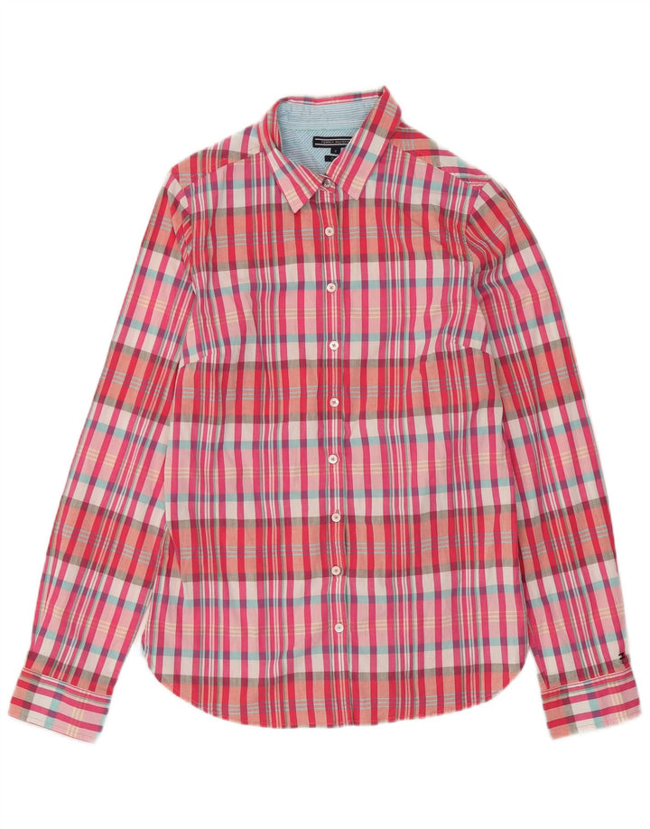 Damska dopasowana koszula TOMMY HILFIGER US 8, bawełniana w średnią różową kratkę