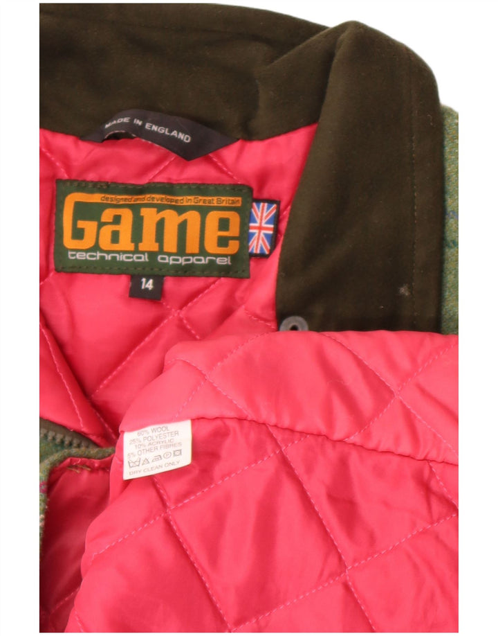 Kamizelka damska Game Technical Apparel UK 14, duża, wełniana w zieloną kratkę