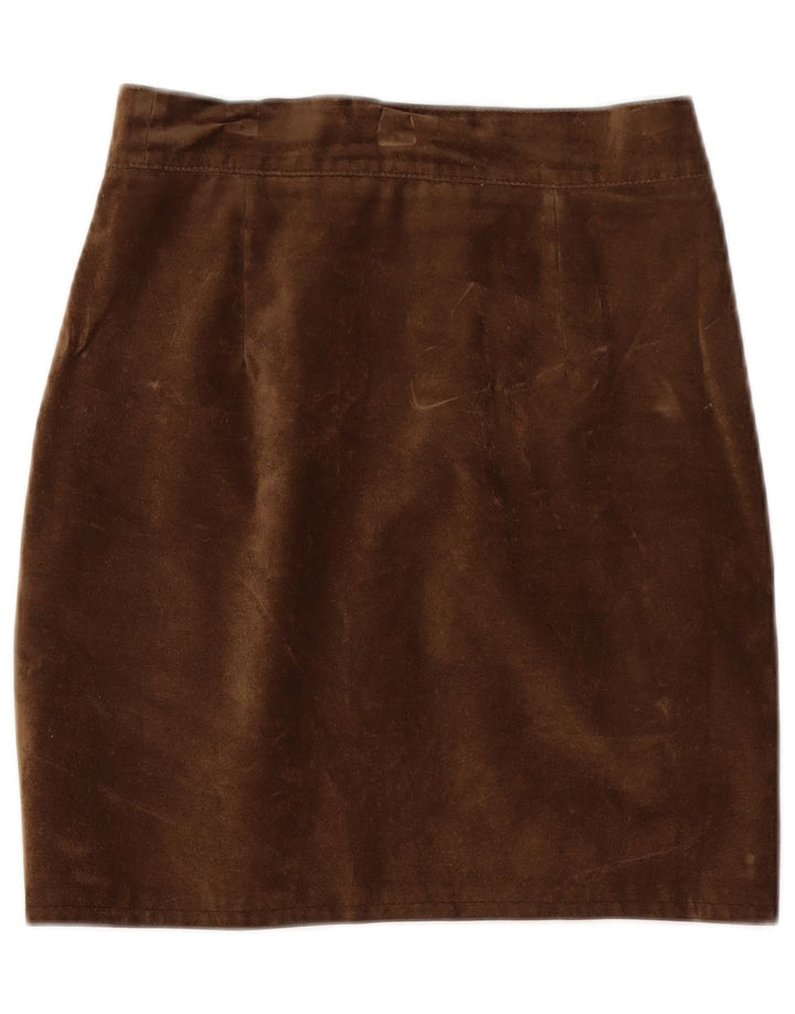 Vintage damska zamszowa spódnica ołówkowa W26 Small Brown