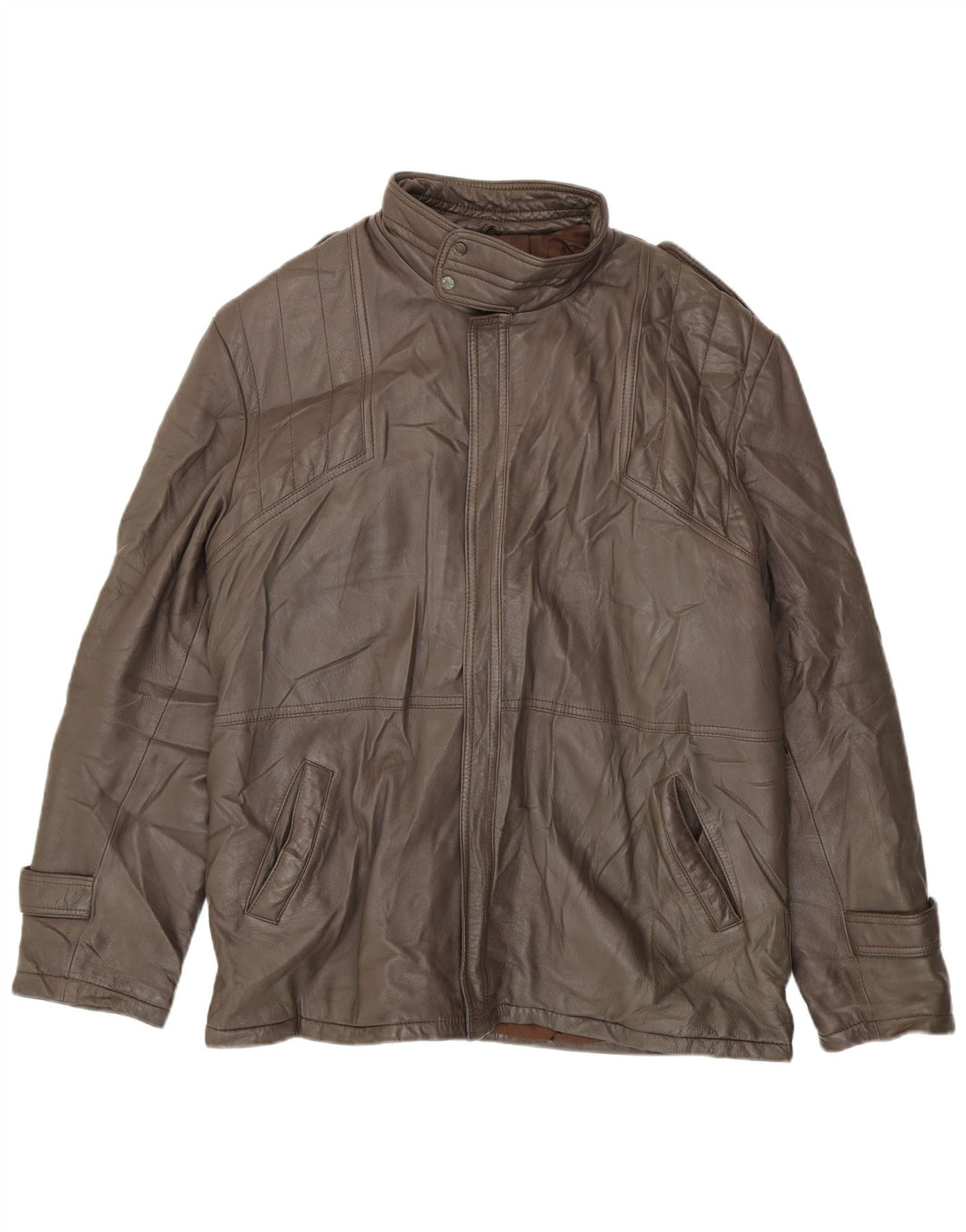 Męska kurtka skórzana VINTAGE IT 54 2XL Brązowa skóra