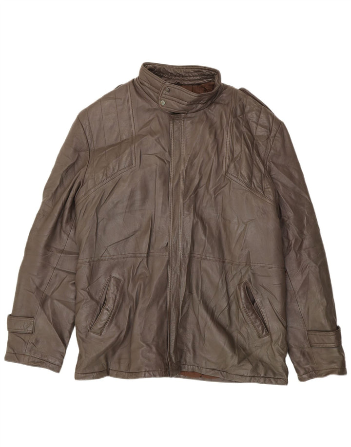 Męska kurtka skórzana VINTAGE IT 54 2XL Brązowa skóra