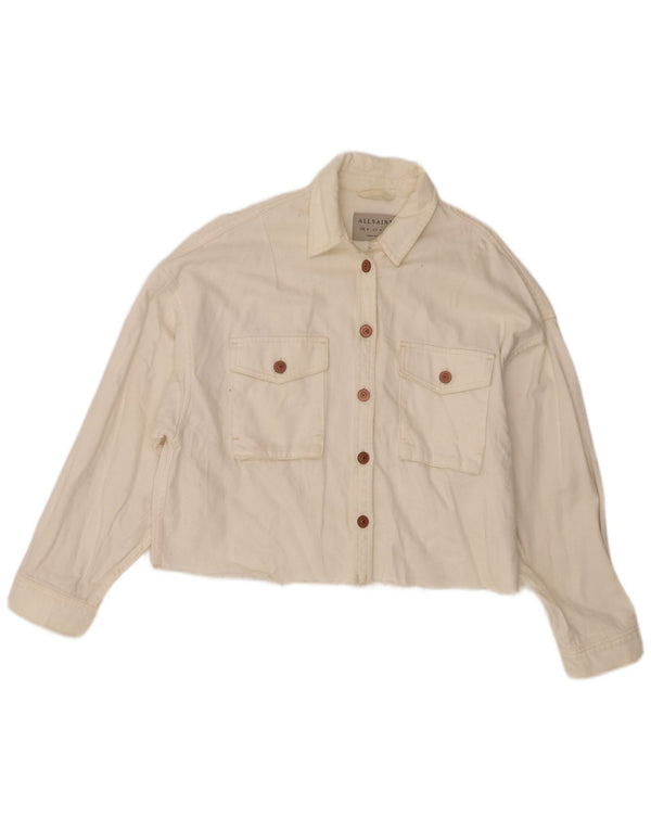 Damska koszula jeansowa oversize All Saints UK 8, mała, biała, bawełniana